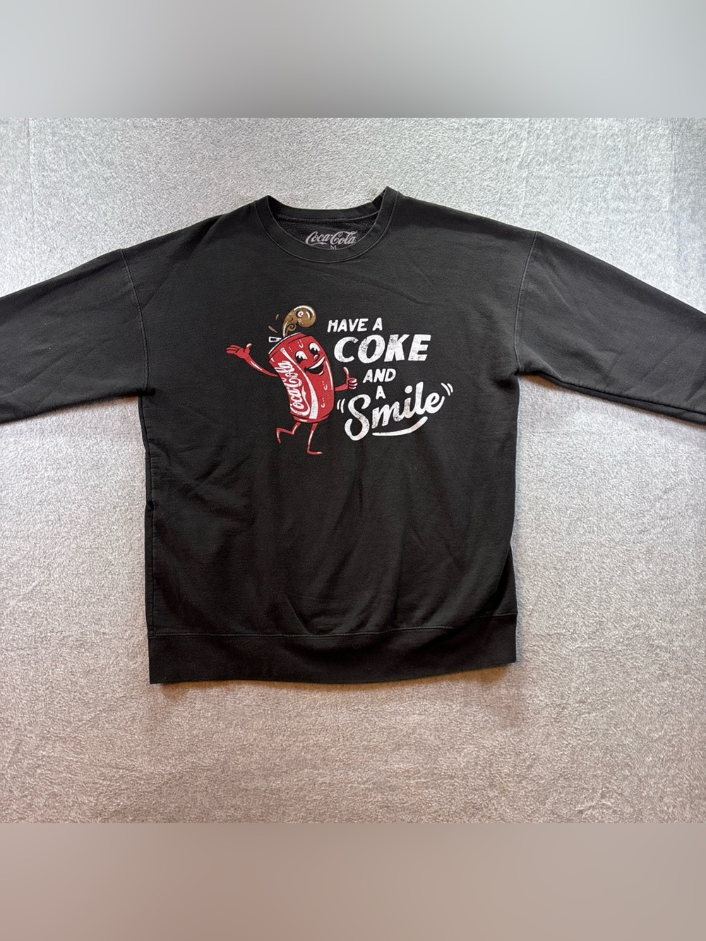 Coca-Cola Can Guy Unisex Sweatshirt Size Medium Have A Coke And Smile
